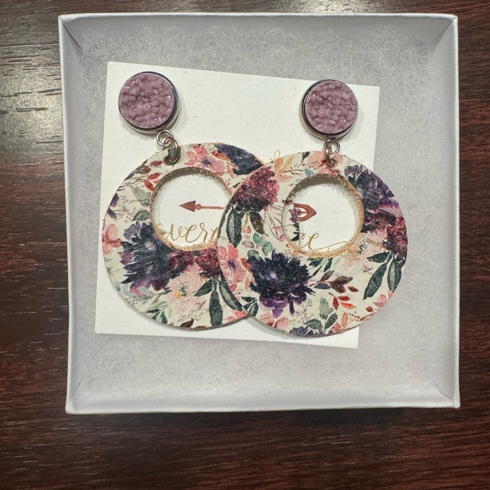 Averee Grace Designs Floral leather earrings NWT